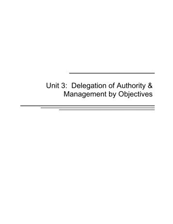 Delegation of Authority & Management by Objectives - Emergency ...