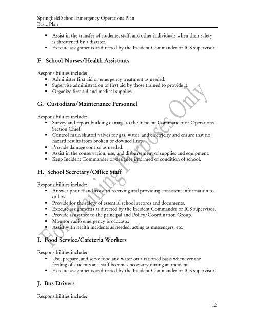 Sample School Emergency Operations Plan