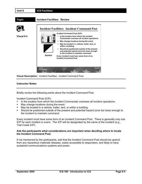 Unit 6: ICS Facilities