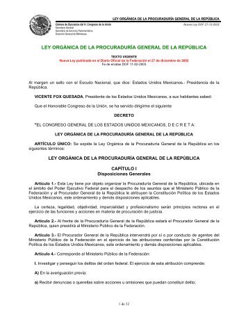 Ley Orgánica de la Procuraduria General de la Republica (2002)
