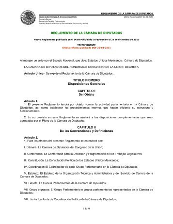 Reglamento de la Cámara de Diputados / Chamber of Deputies ...