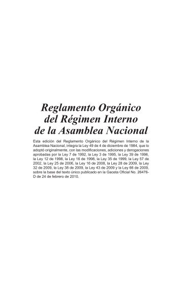 Reglamento Orgánico del Régimen Interno de la Asamblea Nacional