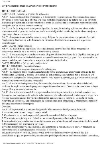 Ley provincial de Buenos Aires Servicio Penitenciario TITULO ...
