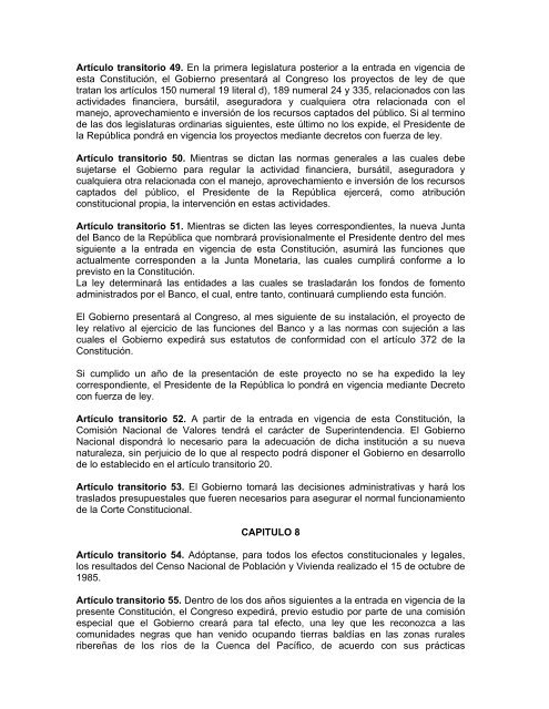 CONSTITUCION POLITICA DE COLOMBIA 1991 PREAMBULO EL ...