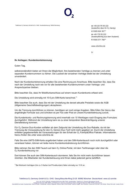 Kontentrennung O2