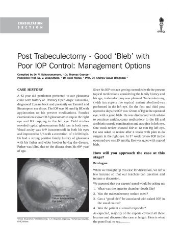 Post Trabeculectomy - Good 'Bleb' with Poor IOP Control ... - KSOS