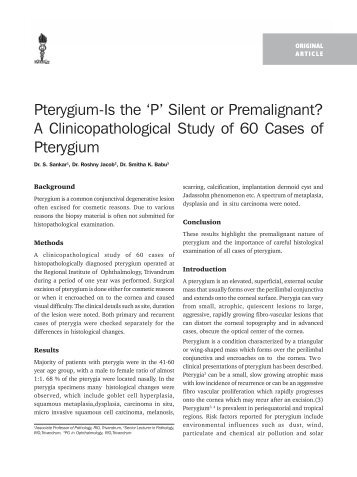 Pterygium-Is the 'P' Silent or Premalignant? A ... - KSOS