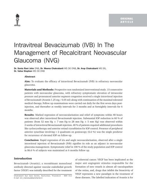 Intravitreal Bevacizumab (IVB) In The Management of ... - KSOS