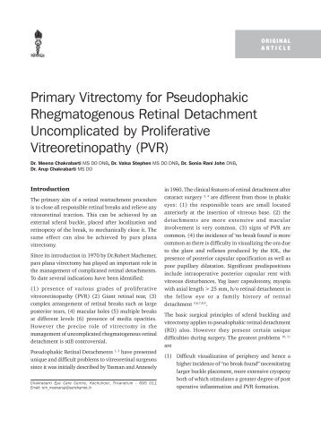 Primary Vitrectomy for Pseudophakic Rhegmatogenous ... - KSOS