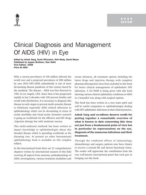 Clinical Diagnosis and Management Of AIDS (HIV) in Eye - KSOS