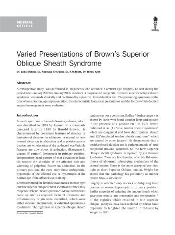 Varied Presentations of Brown's Superior Oblique Sheath ... - KSOS