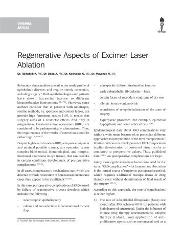 Regenerative Aspects of Excimer Laser Ablation - KSOS