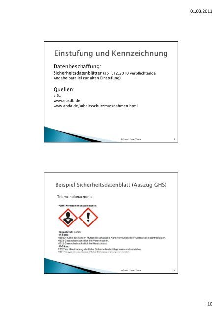 (GHS) Einstufung und Kennzeichnung von ... - Apothekerkammer