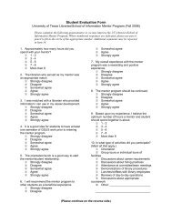 Student Evaluation Form - School of Information