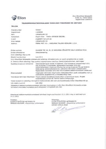 Elion Ettevõtted Aktsiaselts 15.11.2011 tehnilised tingimused nr ...