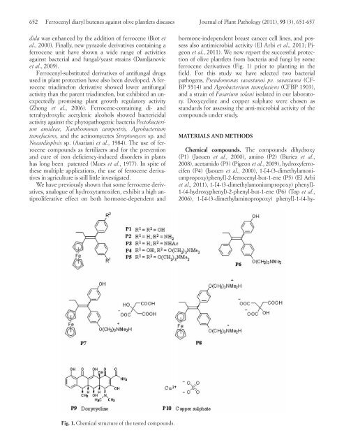 ANTIMICROBIAL EFFECT OF FERROCENYL DIARYL BUTENES AGAINST OLIVE PLANTLET DISEASES