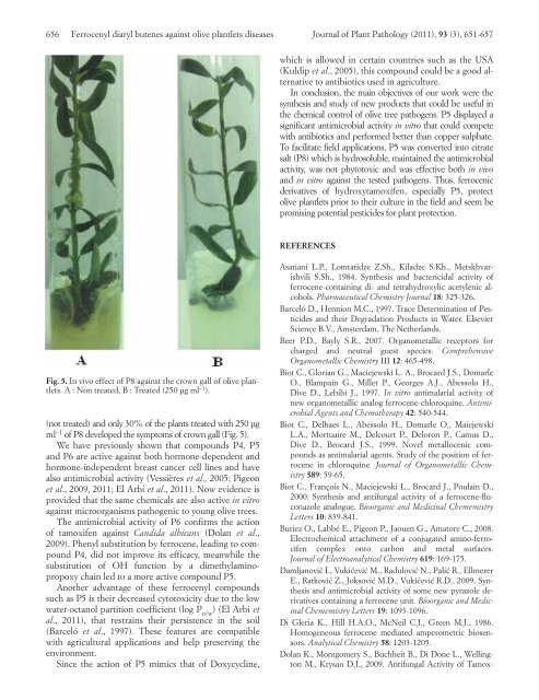 ANTIMICROBIAL EFFECT OF FERROCENYL DIARYL BUTENES AGAINST OLIVE PLANTLET DISEASES