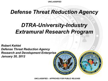 Defense Threat Reduction Agency DTRA-University-Industry ...