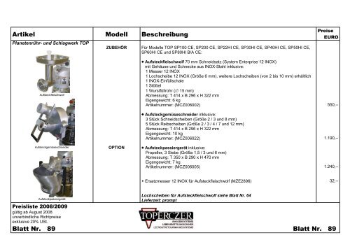 Artikel Modell Beschreibung Blatt Nr. 80 Blatt Nr. 80