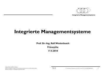 Vortrag: Integrierte Managementsysteme - Ems-Achse