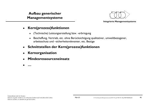 Vortrag: Integrierte Managementsysteme - Ems-Achse