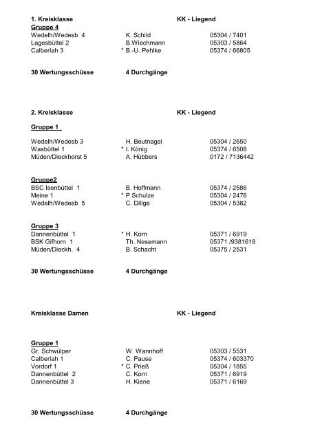 Gruppeneinteilung KK - liegend - Kreisschützenverband Gifhorn eV