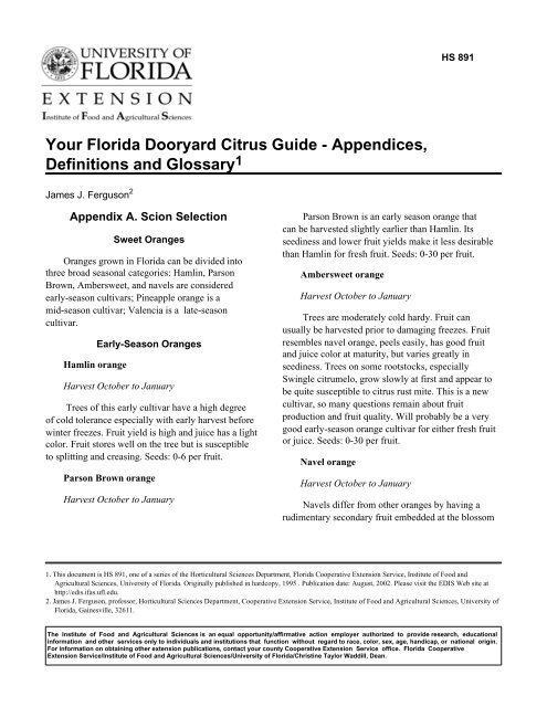 Dooryard Citrus Guide - Appendices, Definitions and Glossary