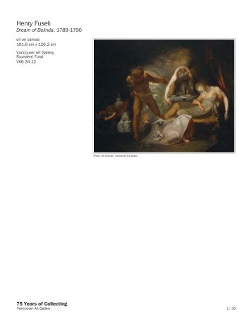 Henry Fuseli - 75 Years of Collecting - Vancouver Art Gallery