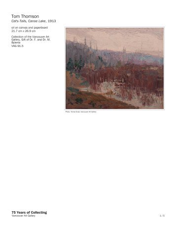 Tom Thomson - 75 Years of Collecting - Vancouver Art Gallery