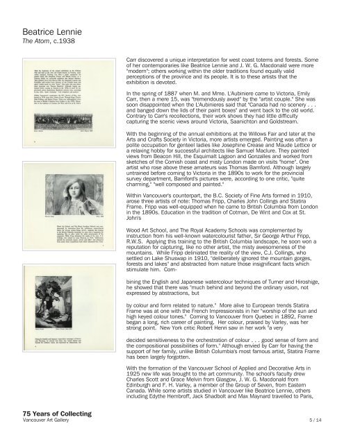 Beatrice Lennie.pdf - 75 Years of Collecting - Vancouver Art Gallery