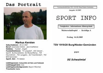 Sportinfo vom Spiel am 14.10.05 gegen SG Schwalmtal - TSV Burg ...