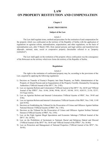 LAW ON PROPERTY RESTITUTION AND COMPENSATION
