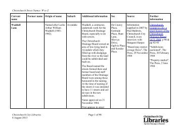 Christchurch street names W - Christchurch City Libraries