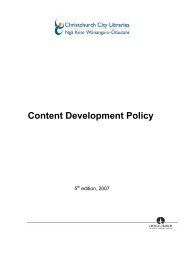Content Development Policy - Christchurch City Libraries