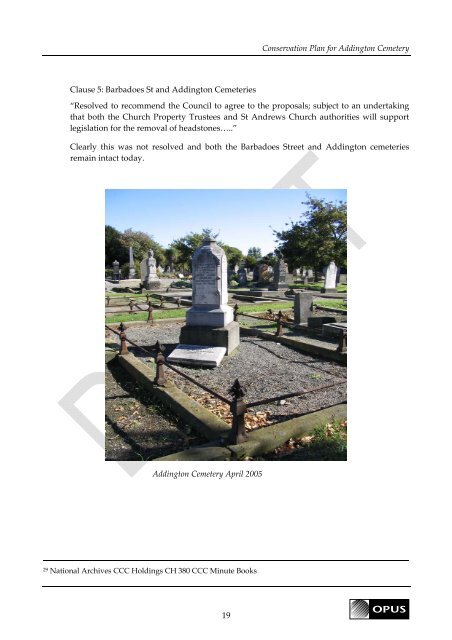 Conservation Plan Addington Cemetery - Christchurch City Libraries