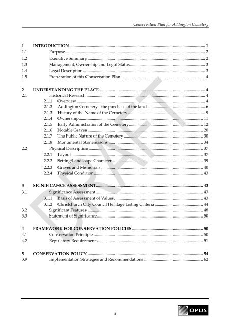 Conservation Plan Addington Cemetery - Christchurch City Libraries