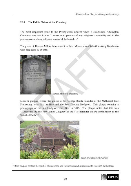 Conservation Plan Addington Cemetery - Christchurch City Libraries