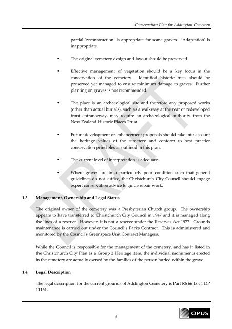 Conservation Plan Addington Cemetery - Christchurch City Libraries