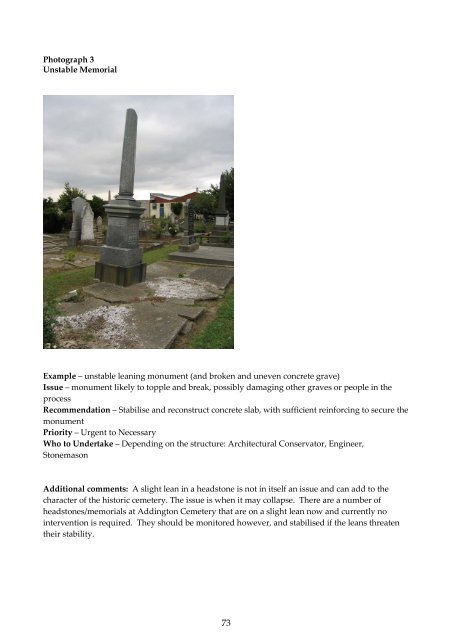 Conservation Plan Addington Cemetery - Christchurch City Libraries