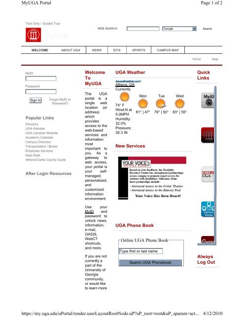 Myuga Student Portal University Of Georgia Uga Sacscoc Home