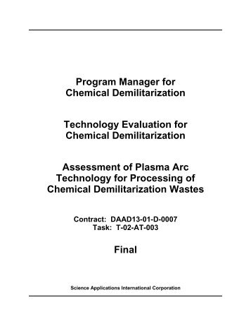 Assessment of Plasma Arc Technology for Processing of ... - CLU-IN