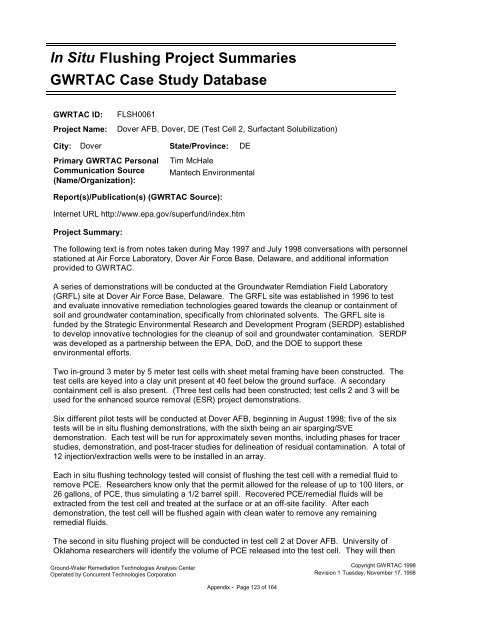 Technology Status Report: In Situ Flushing - CLU-IN