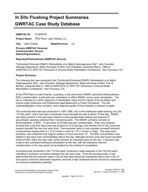 Technology Status Report: In Situ Flushing - CLU-IN