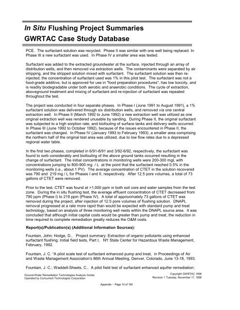 Technology Status Report: In Situ Flushing - CLU-IN