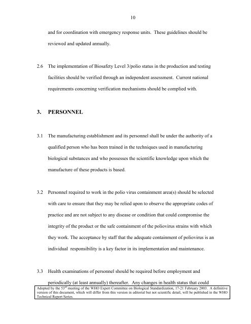 IPV BSL-3/polio containment guidelines (Feb 2003) - World Health ...