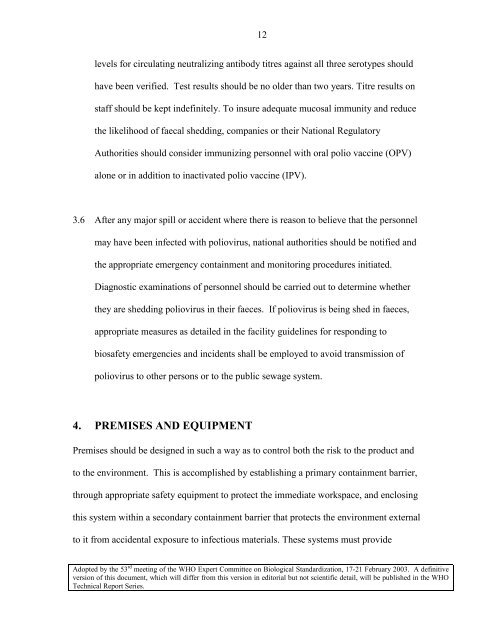 IPV BSL-3/polio containment guidelines (Feb 2003) - World Health ...