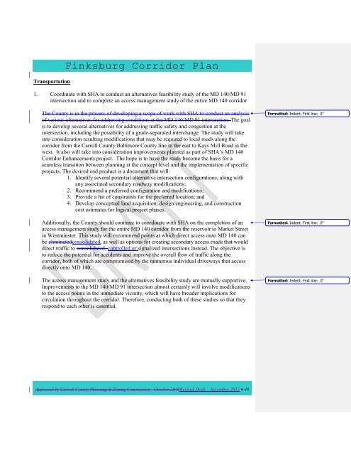 Finksburg Corridor Plan - Carroll County Government