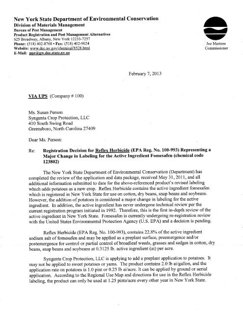 Registration Decision for Reflex Herbicide (EPA Reg ... - PMEP Home
