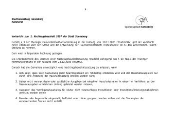 Vorbericht zum Nachtragshaushaltsplan - Sonneberg