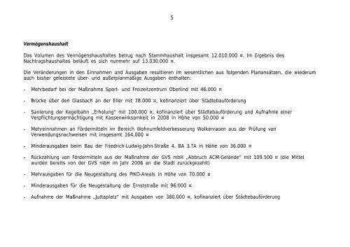 Vorbericht zum Nachtragshaushaltsplan - Sonneberg